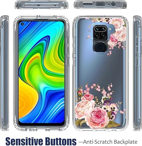 Miniatura 5 de Bohefo Funda para Redmi Note 9Redmi 10X 4G con protector de pantalla de vidrio templado, cuerpo completo, lindo diseño floral, a prueba de golpes,