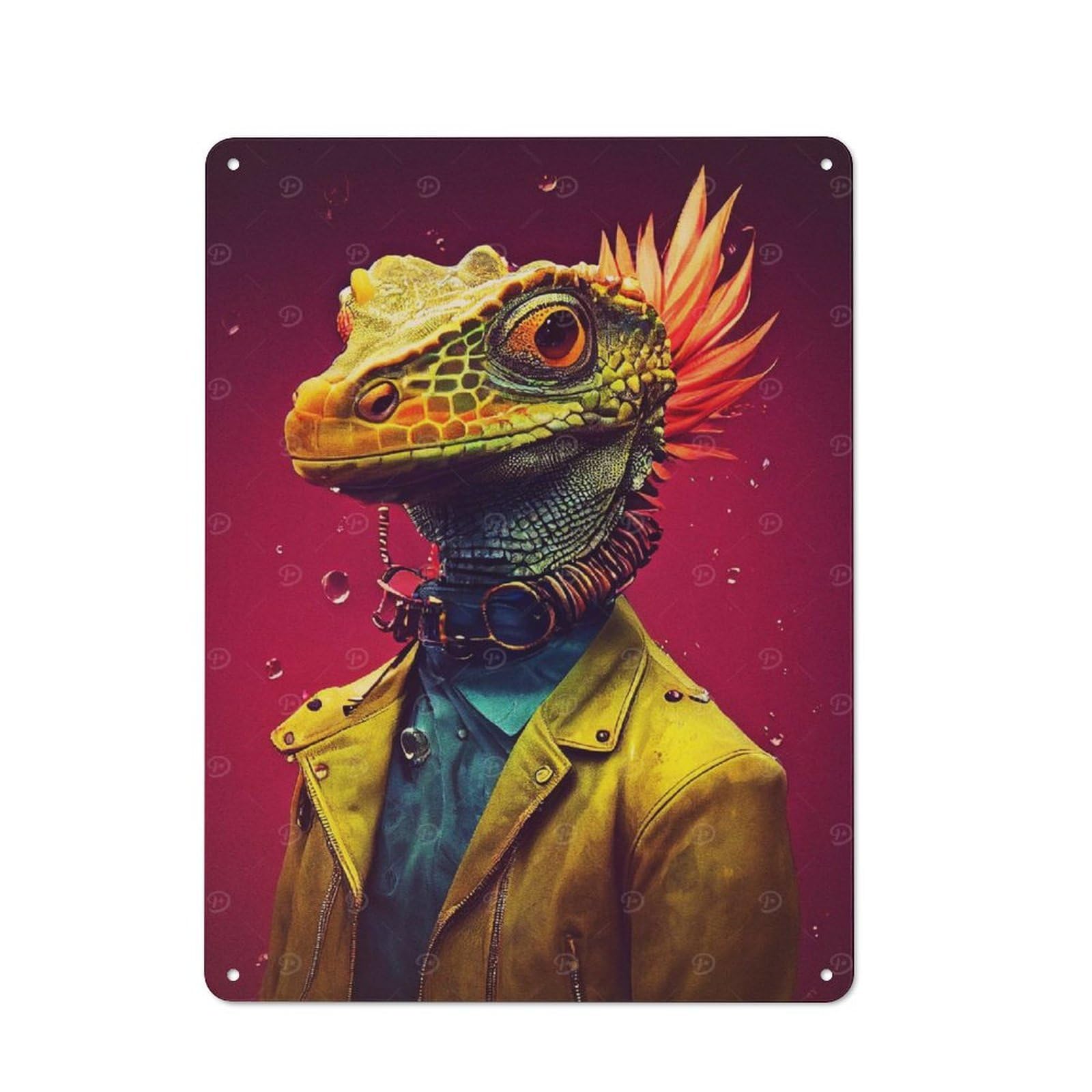 Crocodile Style Metal Wall Plaque, Easy to Hang Plaque for Living Room, Hallway, Kitchen Or Pet Corner, 40x30cm