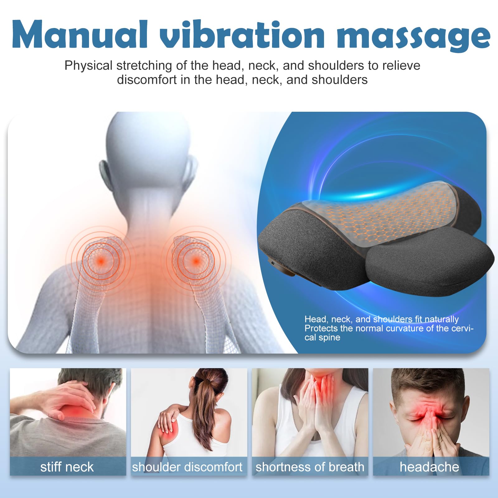 3-In-1 Neck Massager Pillow, Neck Massager with Heat and Traction, for Stretcher Massage,Plug-in Version (Gray) - 3