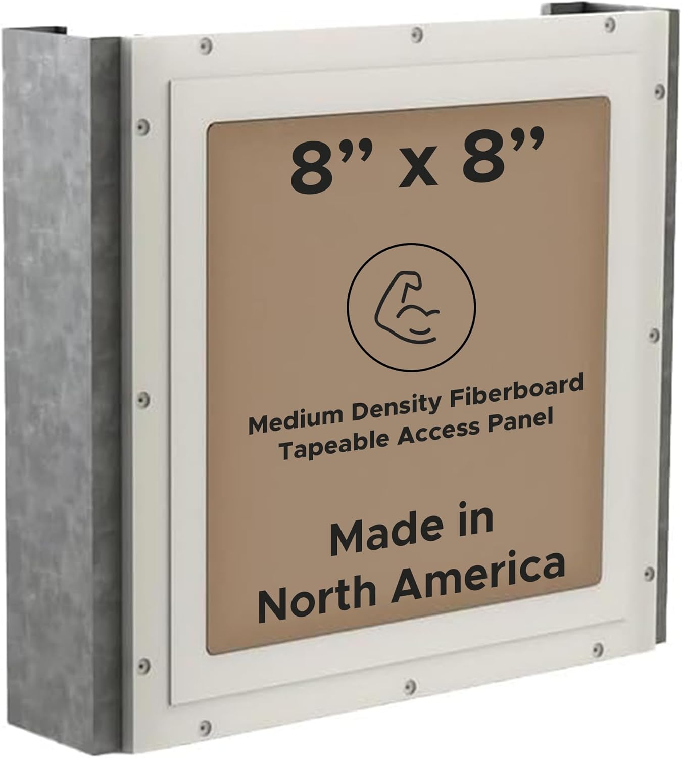 Best 8" x 8" Tapeable Wall Access Panel for 1/2" Drywall Primed Frame, Medium Density Fiberboard Access Door with No Hinges, Virtually Invisible Panel Installed During The Drywall Stage, BA-TW12P