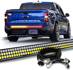 OPT7 Plug'n'Play Harness for 2022-2024 Maverick 2.0L EcoBoost Without BLIS (Not for 2.5L Hybrid Engine) & OPT7 48" Redline Triple Row LED Tailgate Light Bar w/Sequential Amber Turn