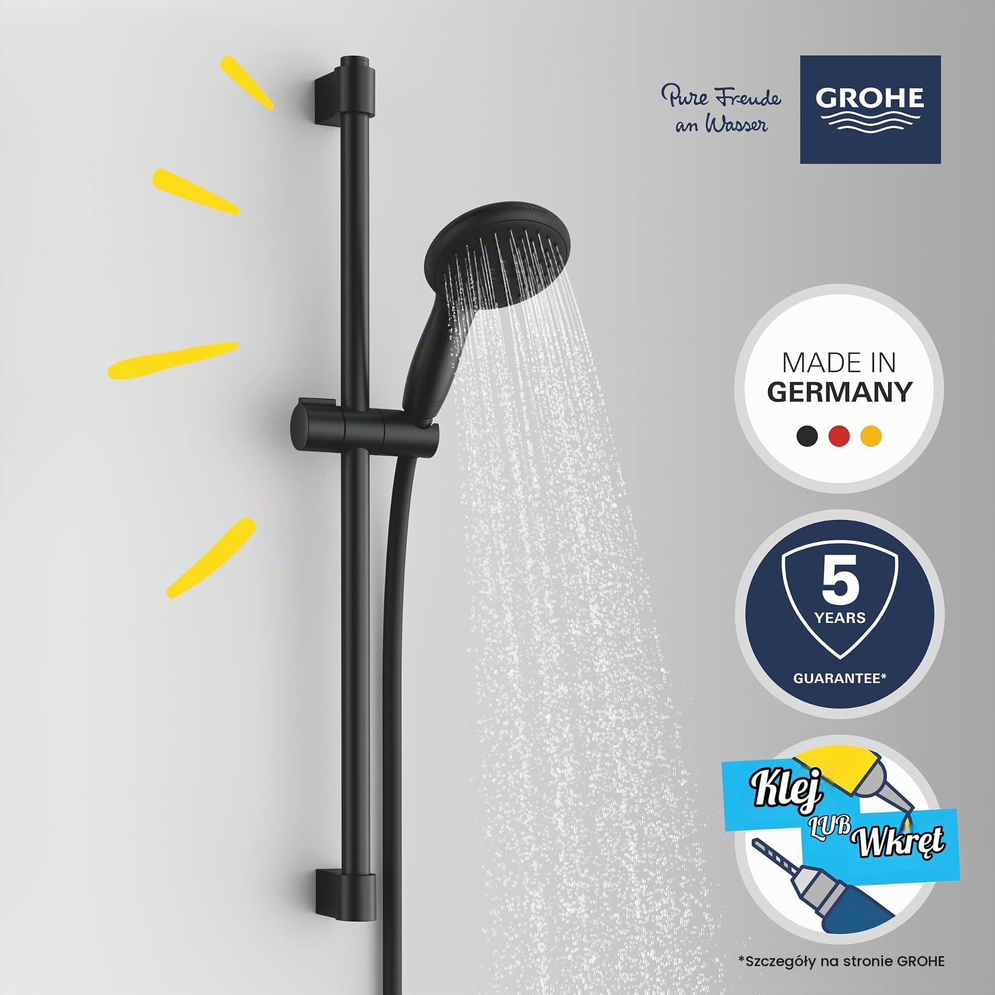 Grohe Vitalio Start 110 Shw Rail Set 600 Mm Zestaw Prysznicowy, Mat Czarny, ‎15 x 11 x 12,7 cm; 1,22 kg