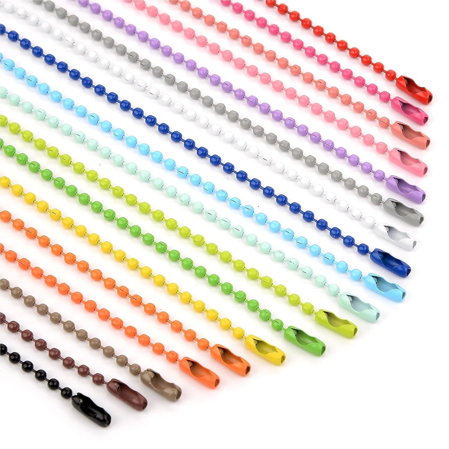 Ball Chain 20pcs Colorful Metal Ball Chain Necklace 2.4mm Beaded with Connectors for DIY Bracelet Jewelry Making Accessorise 12CM for Tag Chain Making(Mixed Color)