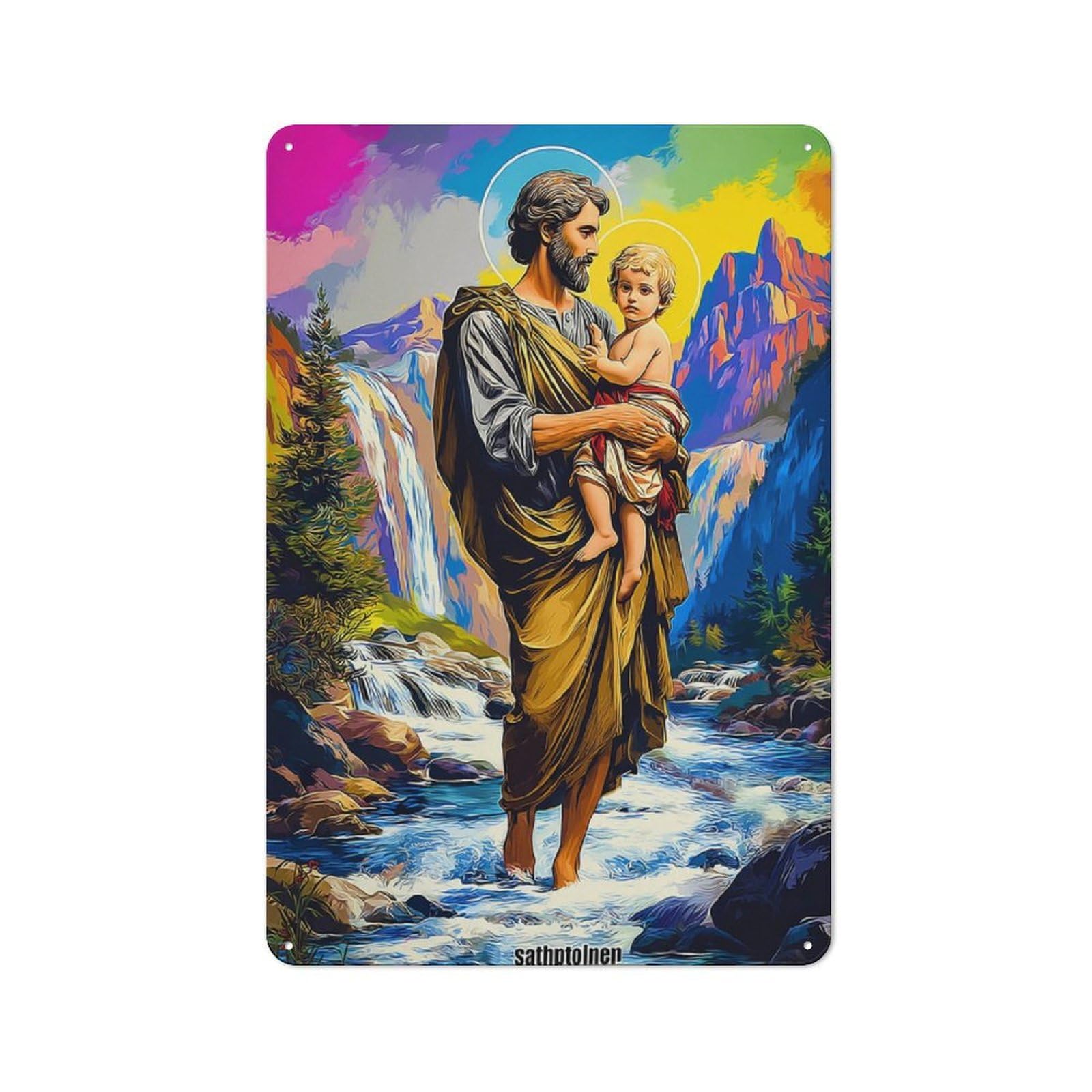Junmoney Saintly Journey A Serene Landscape Printed Metal Sign 30X20cm For Dining Room Or Kitchen, A Christmas Gift For People Styling Dining Room And Kitchen
