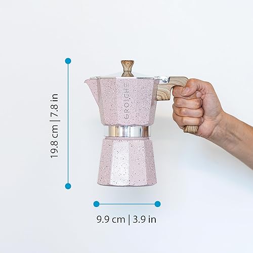Vista 133 de Grosche Milano Cafetera espresso moca para estufa, de 3 tazas/5 onzas, cafetera cubana, cafetera greca, italiana, percoladora, rojo Rojo -,Negro