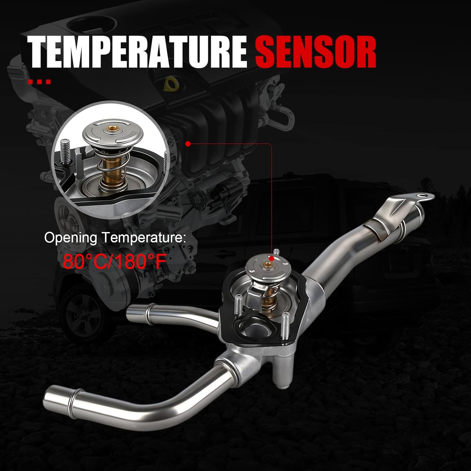 Engine Coolant Thermostat Housing W/Water Inlet & Gasket - DOHC 4,6Cyl 3.6 2.5L - Compatible with Chevy, GMC, Buick, Saturn Vehicles - 2007-2017 - Traverse, Acadia, Enclave, Outlook