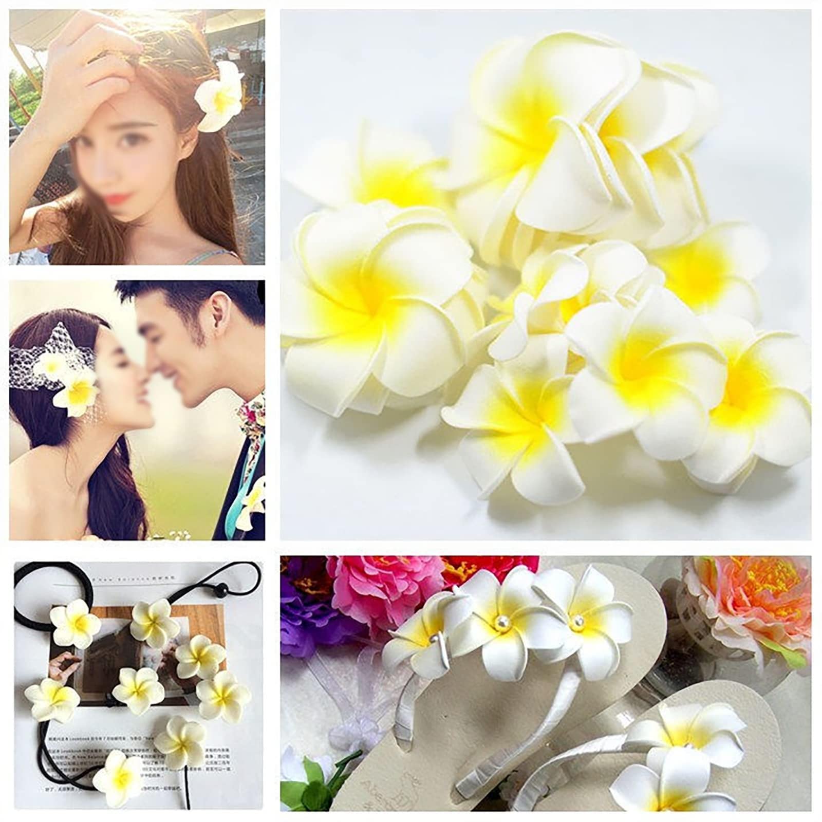 Amazon｜100個セット プルメリア 造花 お花 ヘアピン 花髪クリップ 