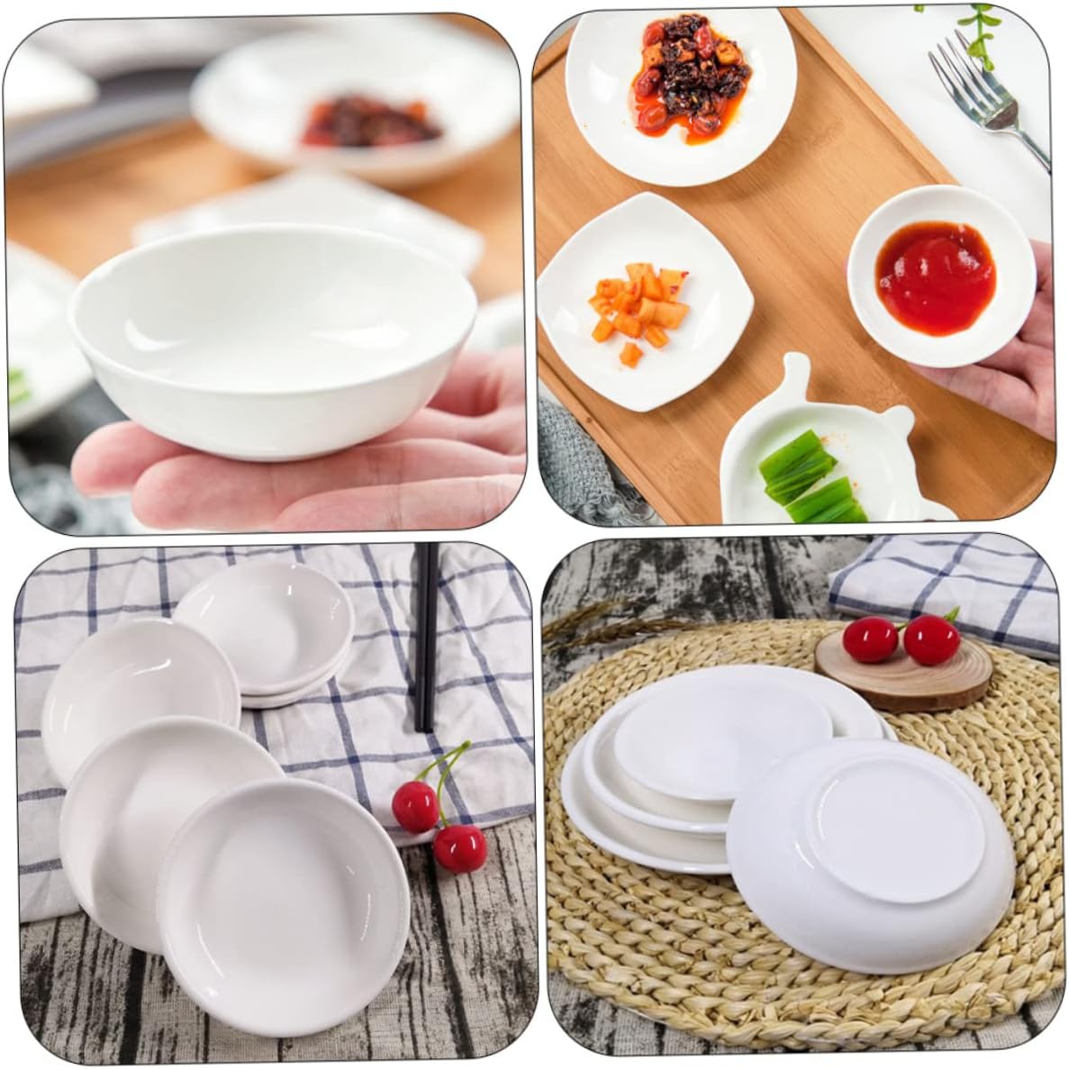 YOSADIER 12-Piece Bone China Condiment Dishes Set Multi-Functional Ceramic Serving Trays for Sauces Spices and Paint Mixing for Home Parties and Art