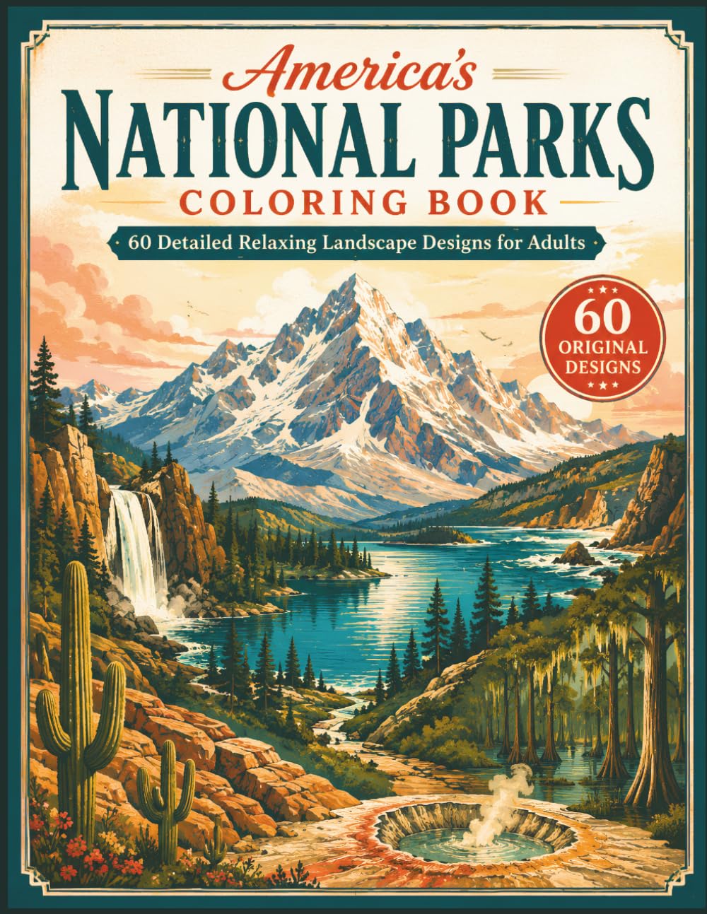 America’s National Parks Coloring Book: 60 Detailed Relaxing Landscape Designs for Adults