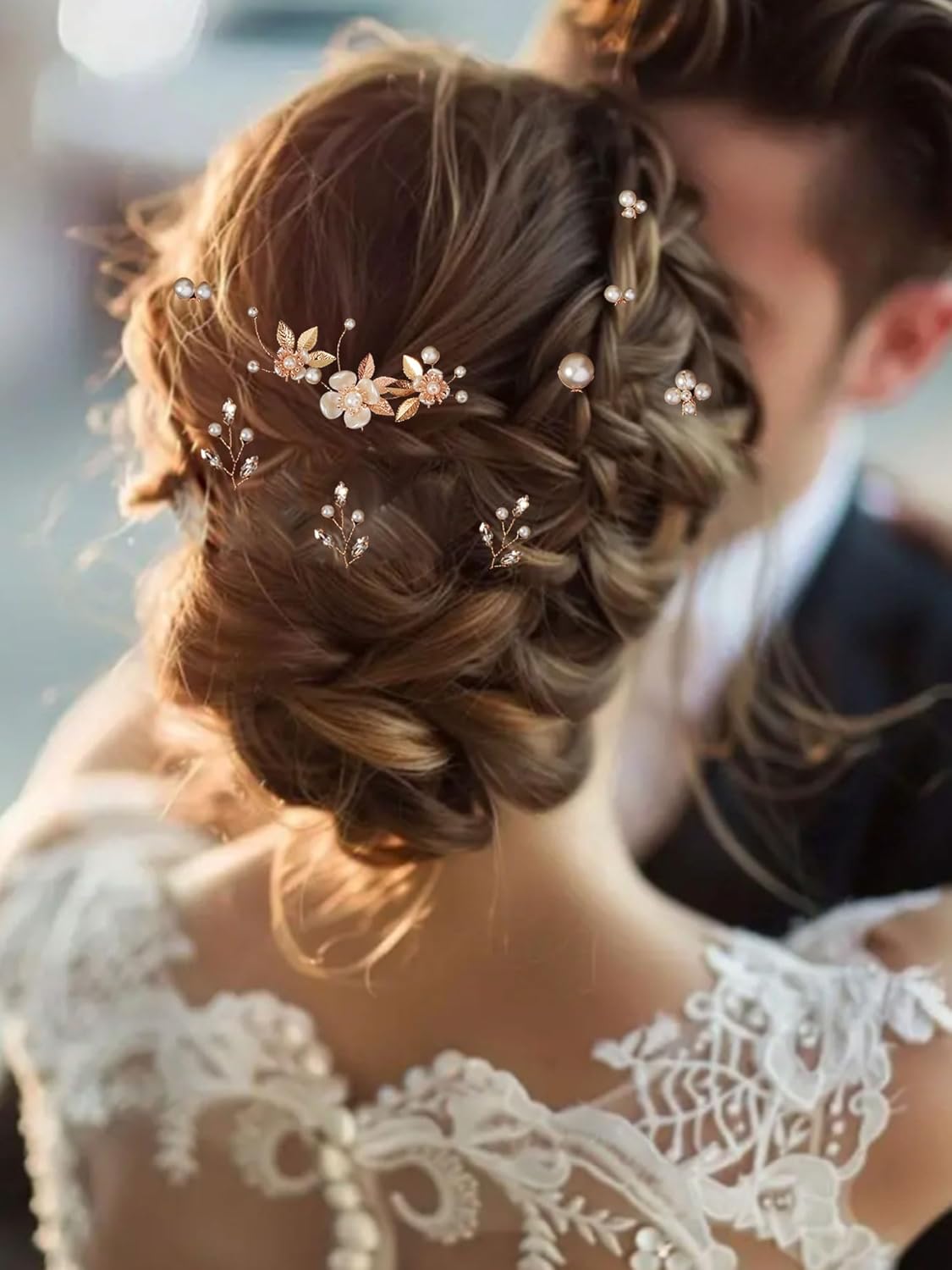 12 Pieces Bride Hair Pins Rhinestones Gold Hair Accessories for Women Crystal Wedding Hairpiece for Bridesmaids - Image 2