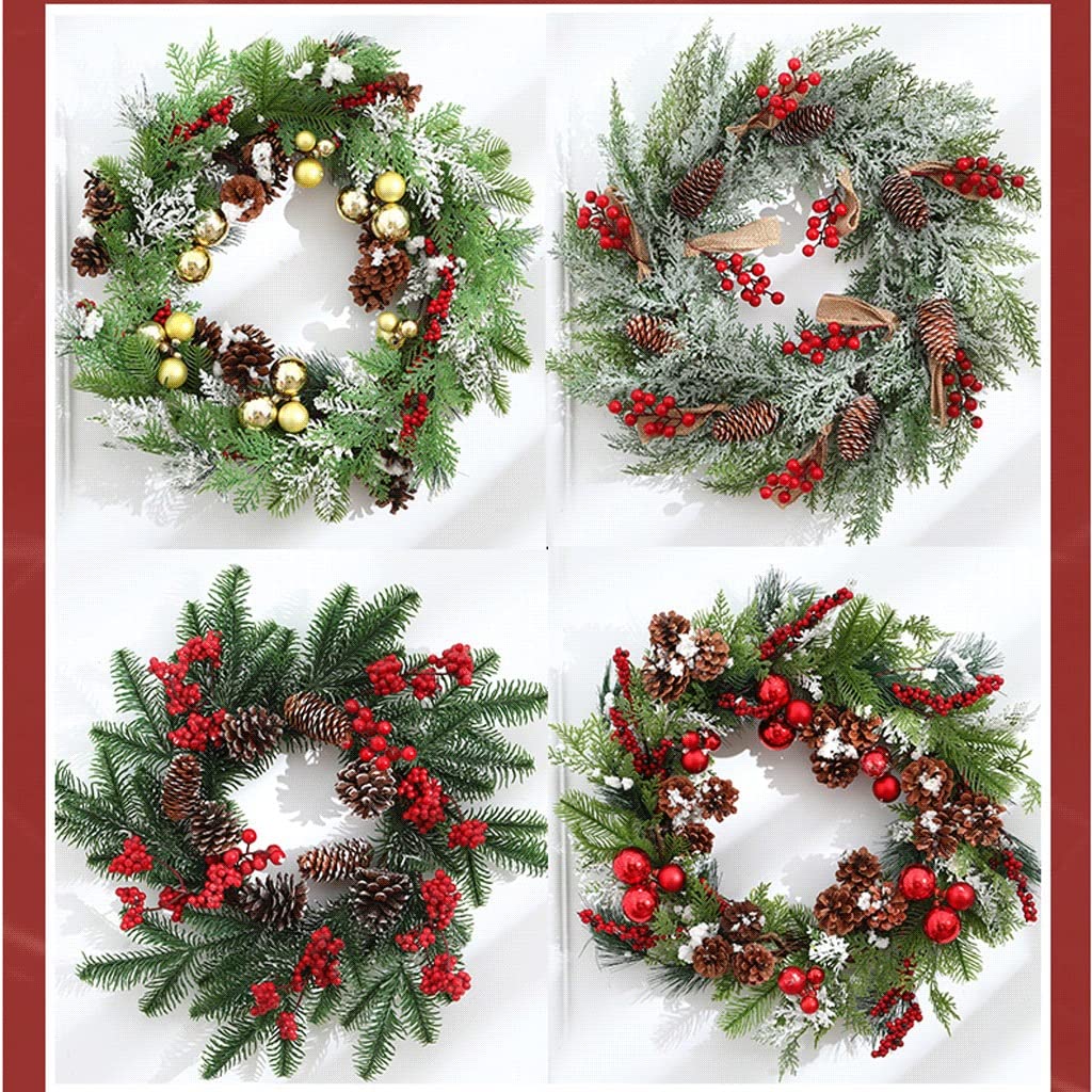 Couronne De Noël Artificielle 50 Cm Avec Baies - Déco Porte D'entrée, Intérieur, Thanksgiving Et Hiver