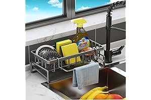 Space Saving Sponge Holder with Extendable Drainboard for Kitchen Sink or Bathroom