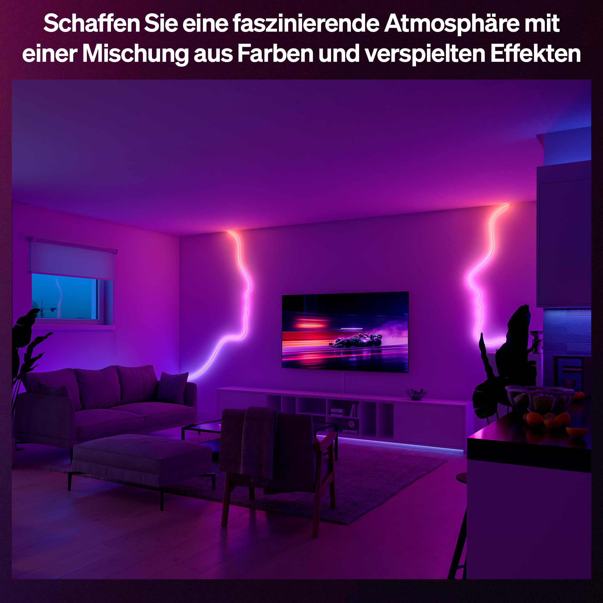 Hue Essential 5-Meter-LED-Flex-Lightstrip, RGBIC, lebendige Farben, flexible Innenbeleuchtung, einfache Installation, App- und Sprachsteuerung, kompatibel mit Alexa, Google Assistant und Apple Home