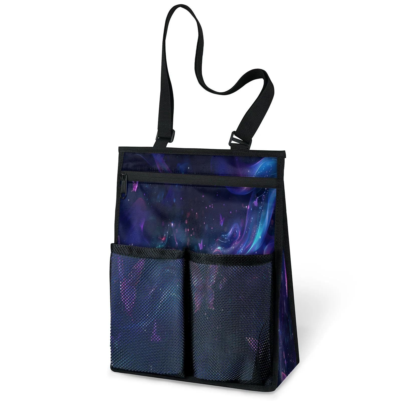 Ourtheme Butterflies Galaxy Stars Portable Shower Bag for Travel Gym Camp Beach Tote Shower Caddy Bags Hanging Toiletry