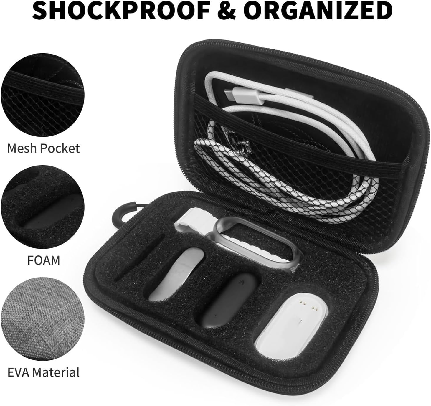 FOSA Travel Case open, showing mesh pocket, foam, and EVA material
