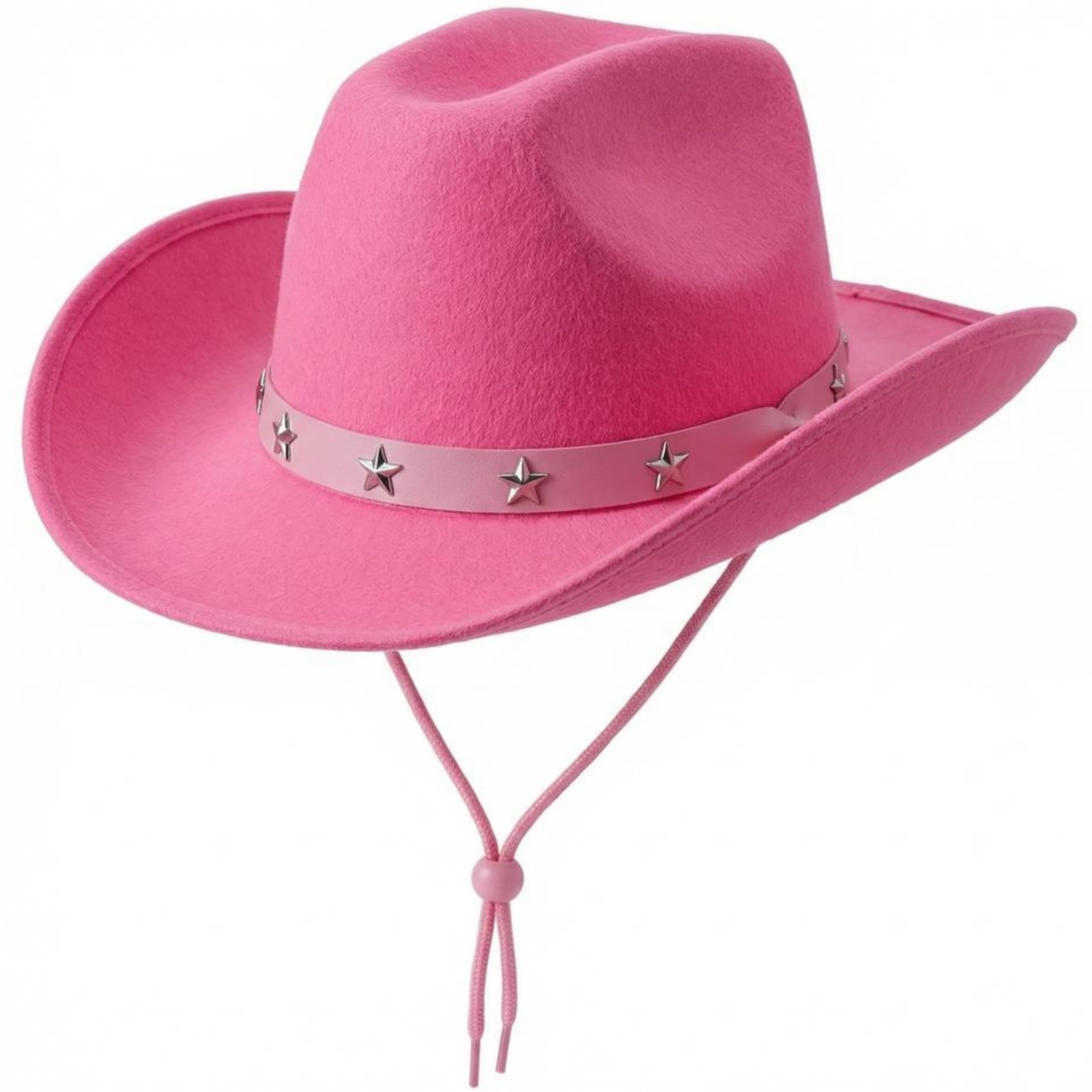 Adults Pink Cowboy Hat Women Wild West Fancy Dress Accessory - Star Studded Felt Pink Cowgirl Hat Cowgirl Accessories for Women - Ladies Country and Western Cowboy Fancy Dress Accessories