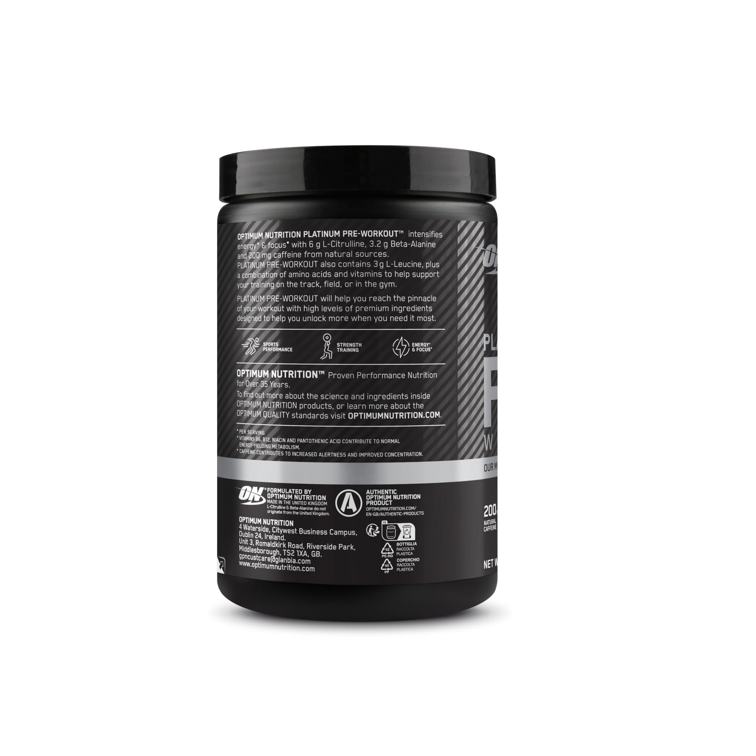 Optimum Nutrition ON Platinum PUMP Pre-Workout, Integratore Alimentare Pre-Workout Intenso Senza Caffeina con Fruitflow, Beta-Alanina, L-Arginina, L-Citrullina, Gusto Lampone Blu, 20 dosi, 420 g