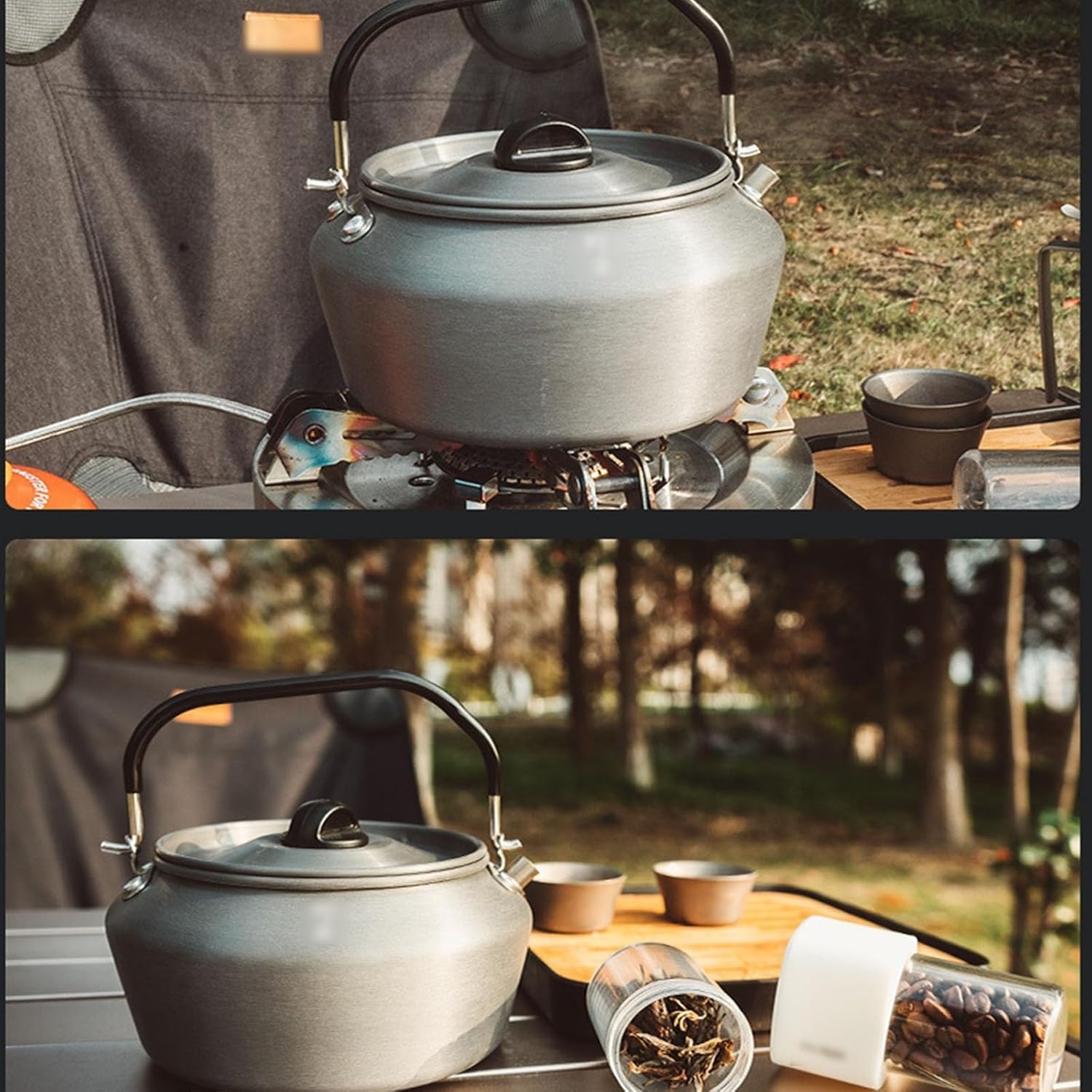 Outdoor Kettle Portable Durable Bushcraft Gear Open Fire Kettle, Camping Coffee Pot for, Tea