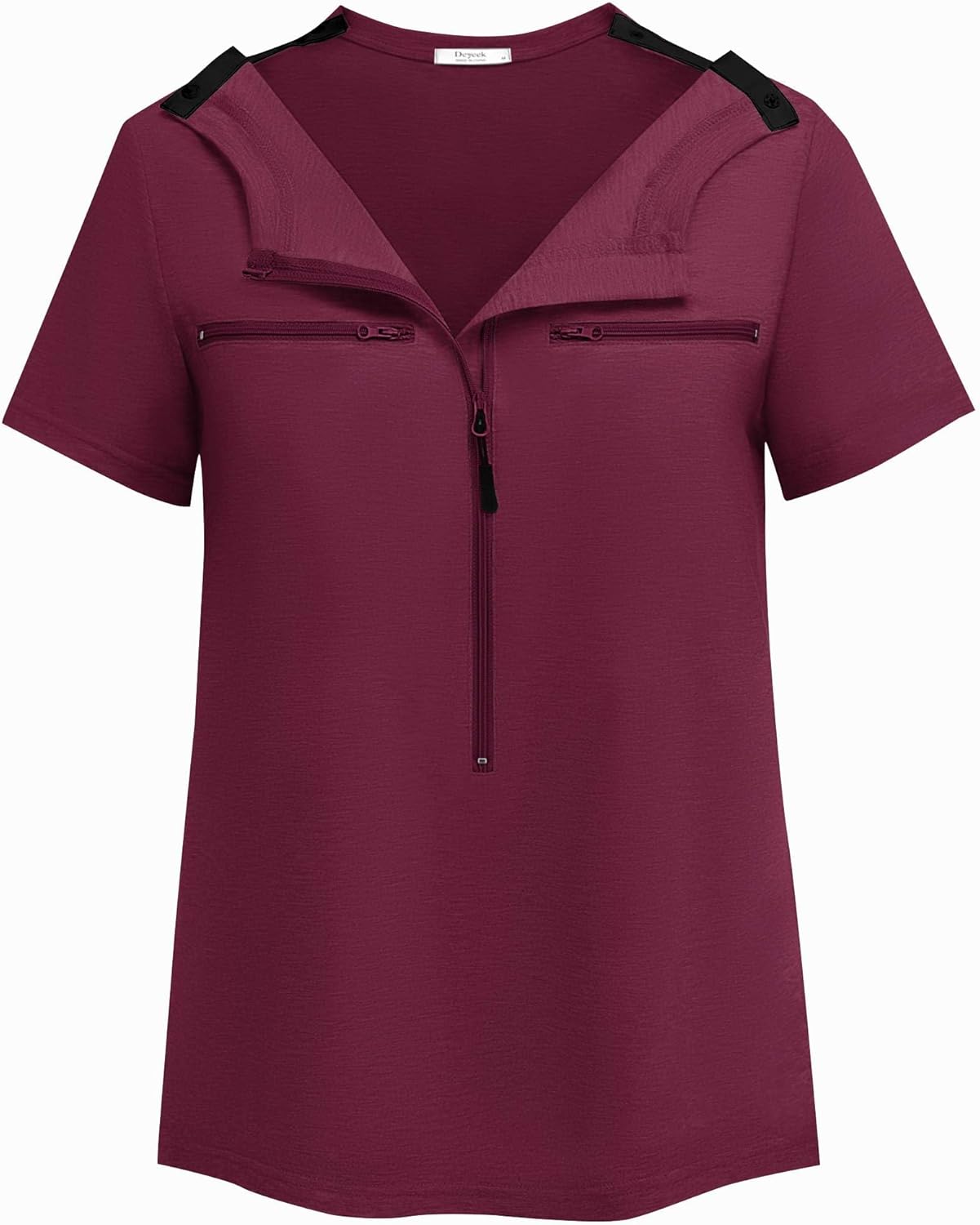 Deyeek Chemo Shirts for Port Access Women 2 Side Snap Short Sleeve Shoulder Surgery Rotator Cuff Dialysis Recovery Shirts