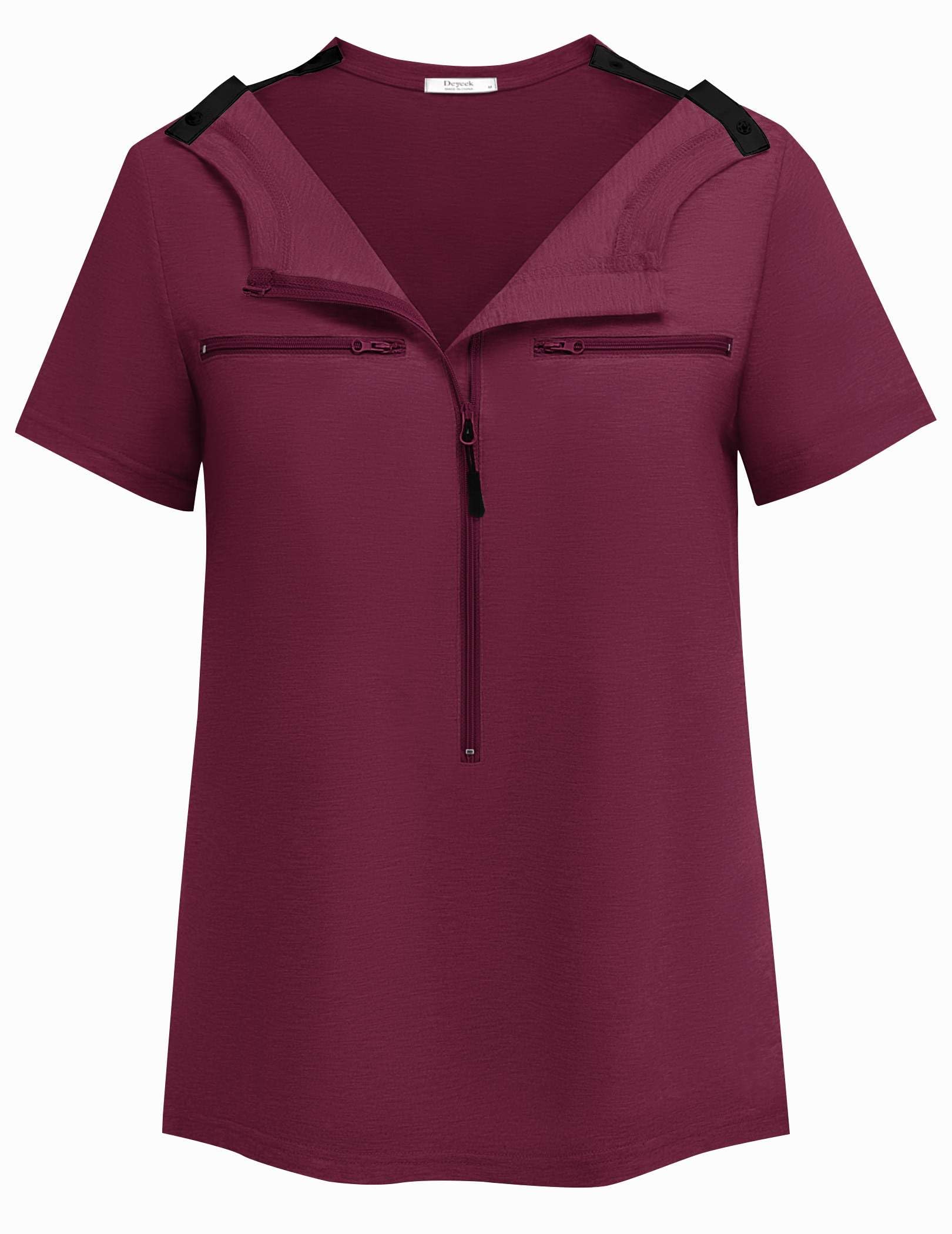 Deyeek Chemo Shirts for Port Access Women 2 Side Snap Short Sleeve Shoulder Surgery Rotator Cuff Dialysis Recovery Shirts