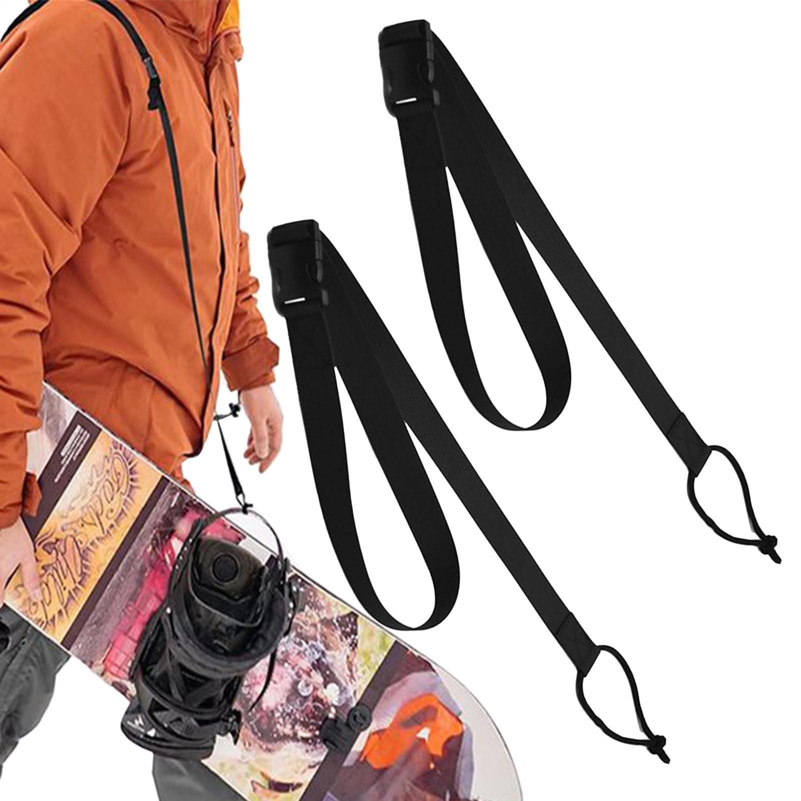 Muiltvoe Ski Bands | Pack of 2 Adjustable Shoulder Straps for Men | Snowboard Shoulder Strap | Winter Sports Ski Snowboard Equipment Transport