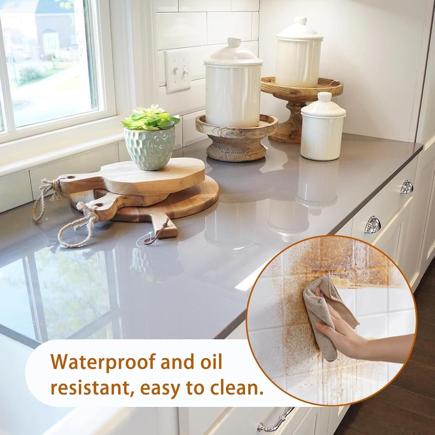 ERATO Clear Kitchen Film Self Adheisve Wall Protecter Film Oil Proof & Waterproof Clear Film for Cabint Kitchen Table Countetop (Clear Film, 24 x 36 Inch)
