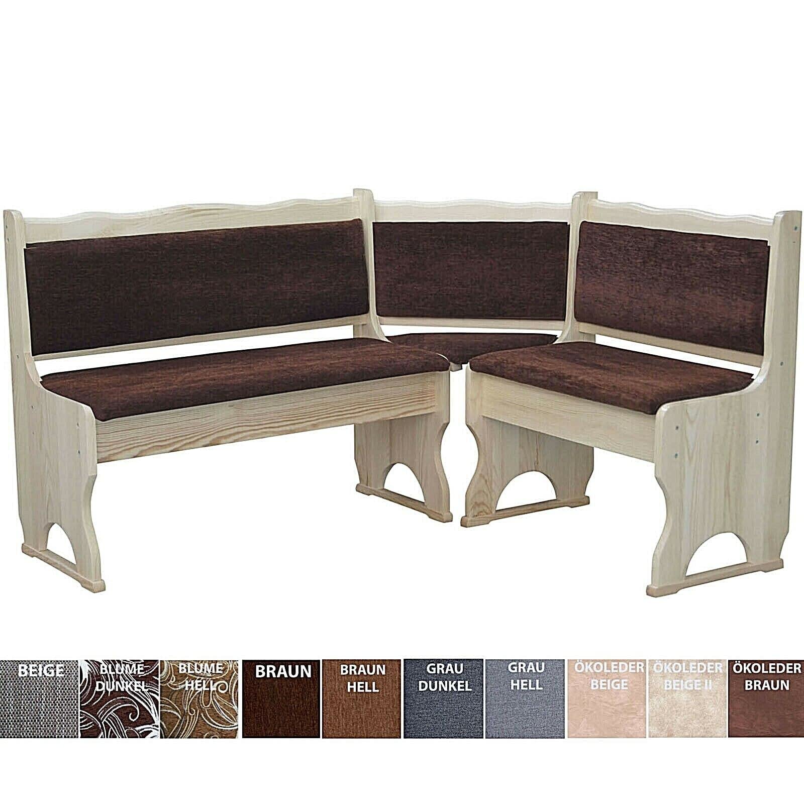 k koma Banco esquinero sin tratar con acolchado de madera maciza, marrón (120 x 200)