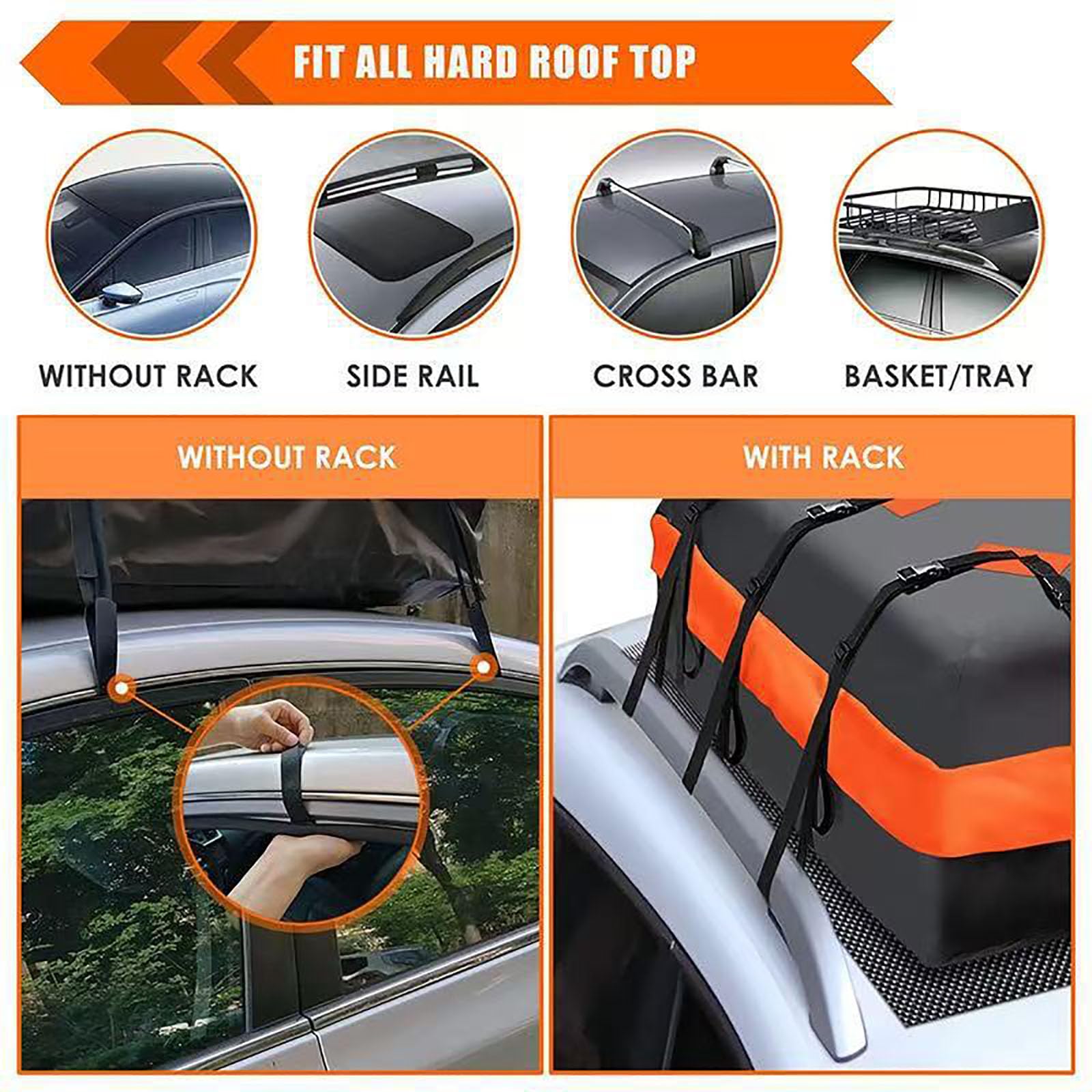 Bolsa de Techo para Carga de Coche, Compatible con Renault-Clio III/Renault-Clio 2000-2023 2024, Accesorio de Viaje para Coche, con Alfombrilla Antideslizante.