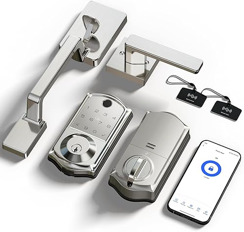 Miniatura 15 de Veise VE017-D Cerradura inteligente de huella digital para puerta delantera, control por aplicación, cerradura de cerrojo sin llave 7-en-1