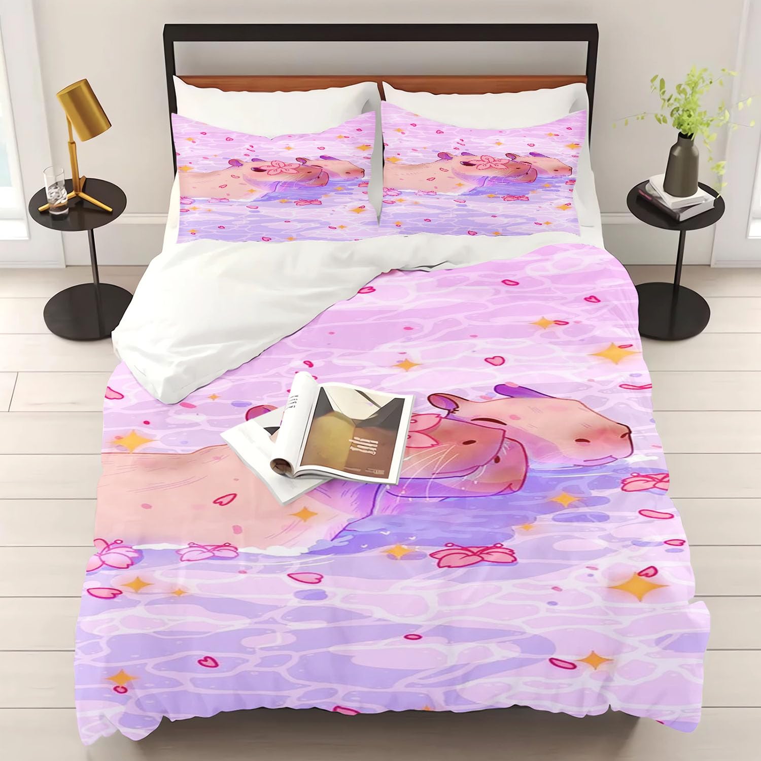 Housse de couette Capybara douce et confortable pour lit double