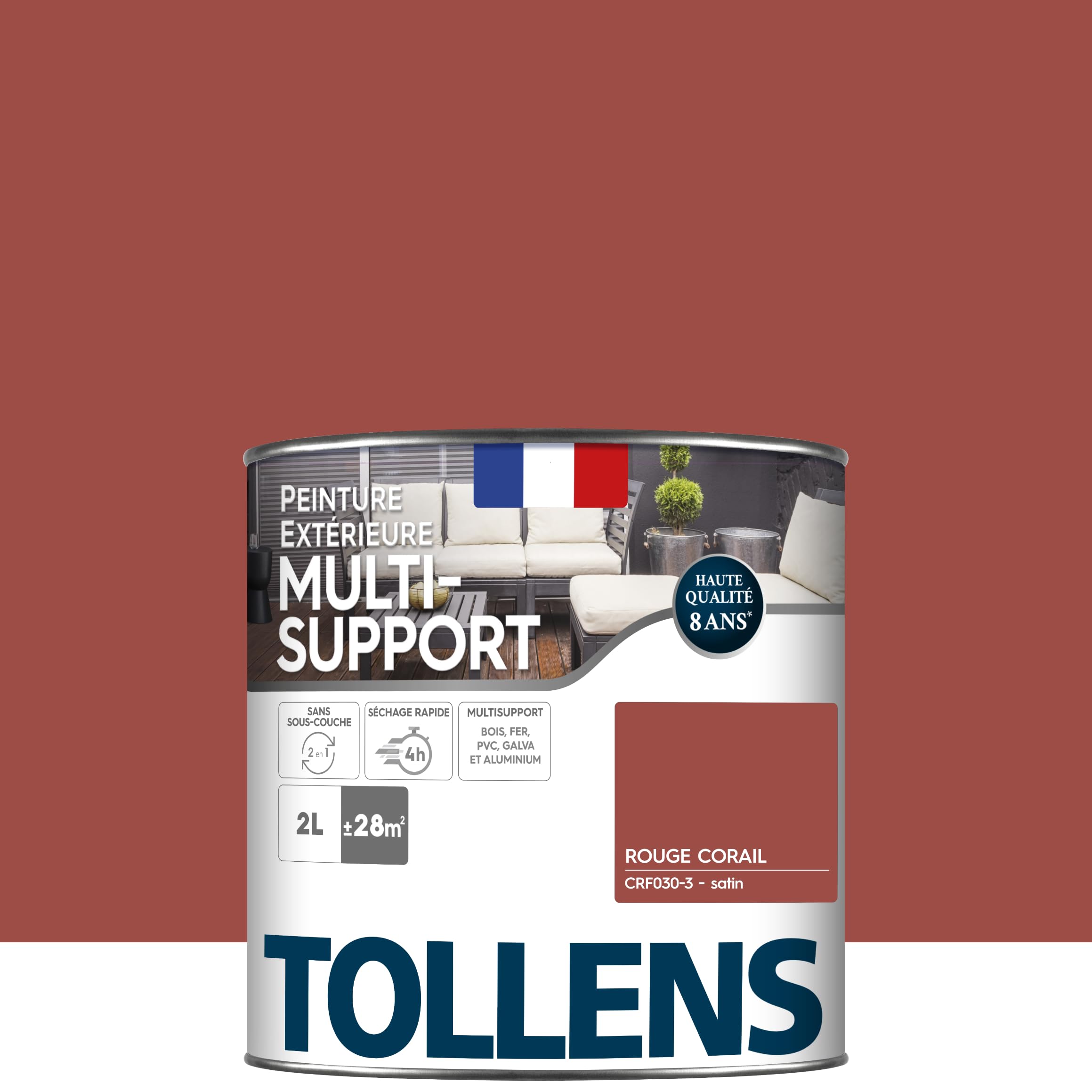 Peinture Laque Tollens Satin Noir - Ultra Résistante, Multisupport | 2L = 28m²
