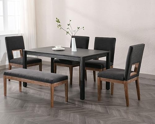 Miniatura 3 de Juego de 2 sillas de comedor decorativas de lino, modernas sillas de cocina tapizadas Parsons con respaldo alto abierto, cómodas sillas de comedor