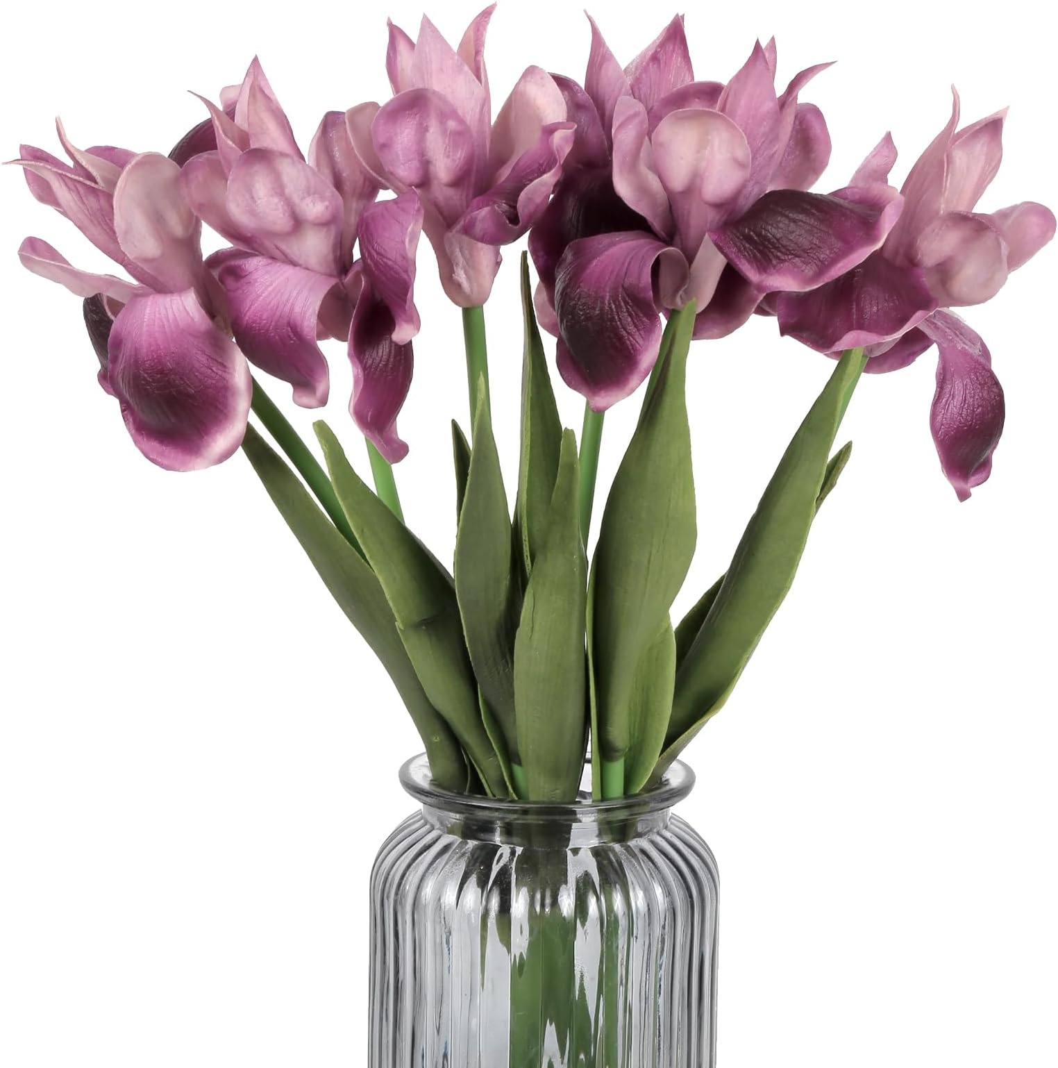 Real Touch Iris Flowers Artificial Bulk 6 PCS 18.9 in Long Stems Flowers Artificial Iris for Decoration for Wedding Bridal Home Kitchen Party(Fuchsia)