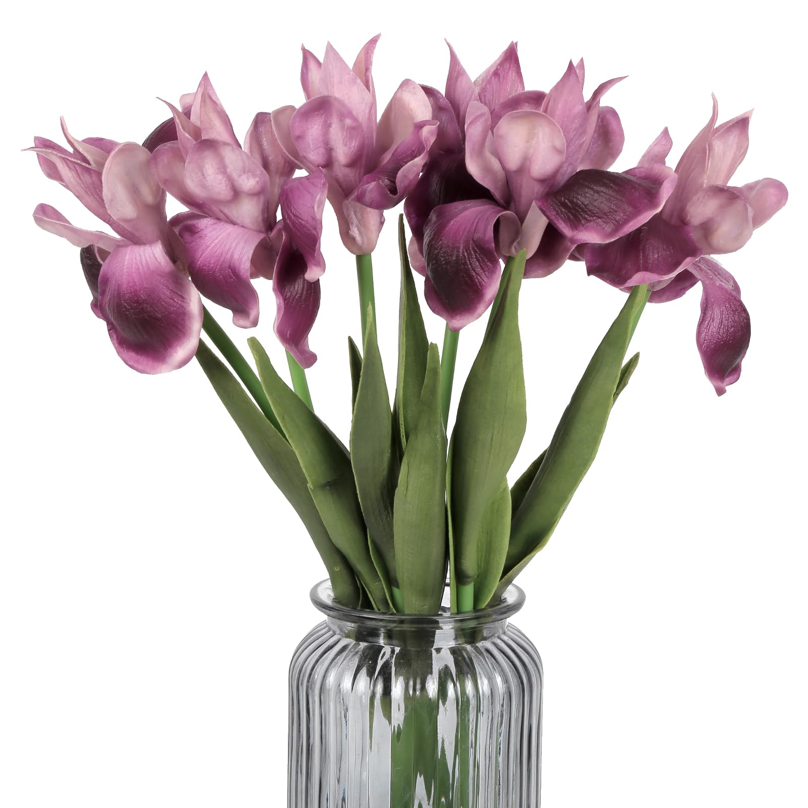 Real Touch Iris Flowers Artificial Bulk 6 PCS 18.9 in Long Stems Flowers Artificial Iris for Decoration for Wedding Bridal Home Kitchen Party(Fuchsia)