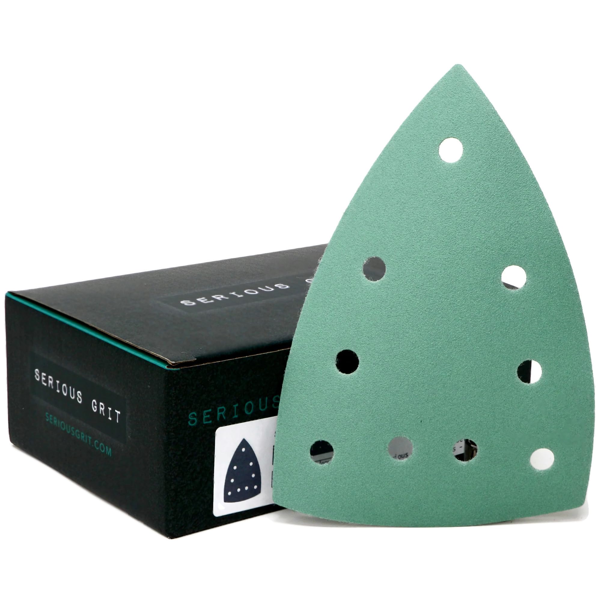 Serious Grit - 180 Grit 4" x 6" Delta (100mm x 150mm) Triangle Sanding Sheets - Fits Festool DTS 400 & Mirka DEOS Delta Sanders - Heavy-Duty Hook &