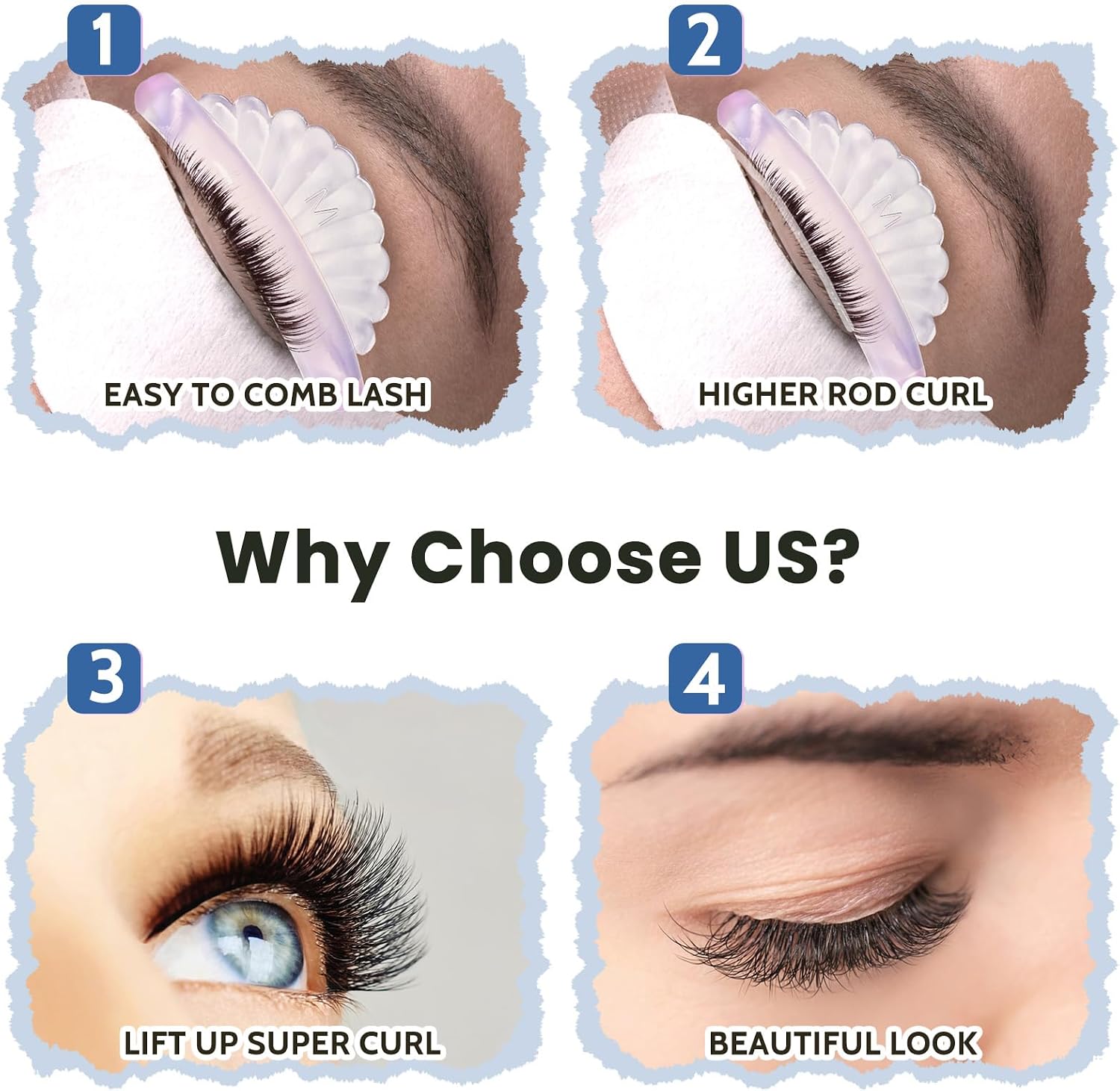 Ptwola Lash Lift Pads 10 Pcs/5 Sizes Silicone Eyelash Perming Curler Rods Reusable Lash Lift Shields Makeup Tools for Eyelash Curling and Lifting