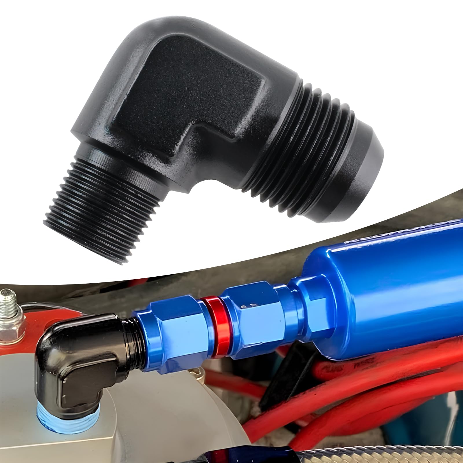 VVORHSBELL 10AN Male Flare to 3/8" NPT Male 90 Degree Fitting Adapter Aluminum Black