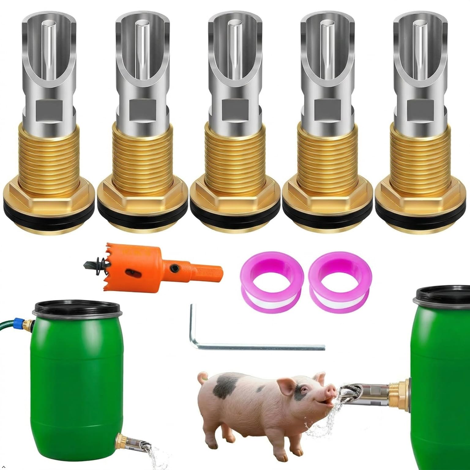 Amazon.com: 5 Pack Pig Nipple Waterer for Barrel Kit Stainless