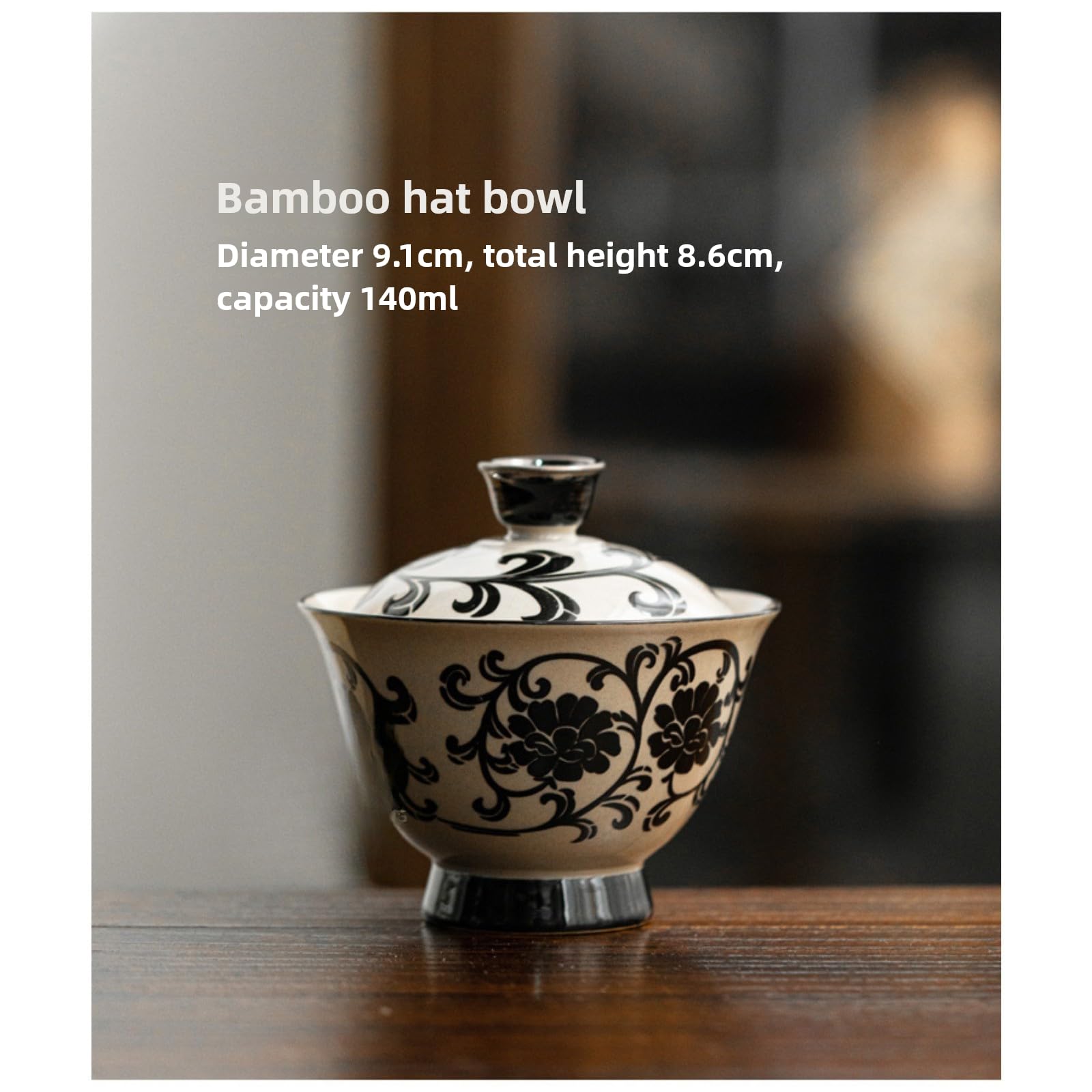 Tasse à thé Gaiwan en céramique de style vintage, vert et gris, 140 ml, service à thé chinois Kungfu