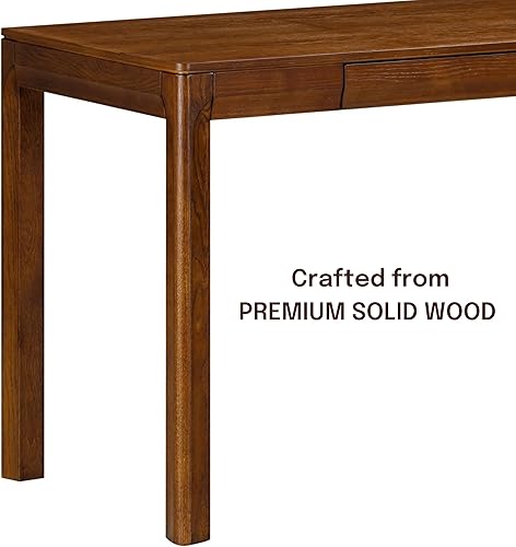 Miniatura 4 de NTC Flow - Mesa de escritorio rectangular de madera moderna con cajón oculto, impermeable y resistente al calor, nogal oscuro