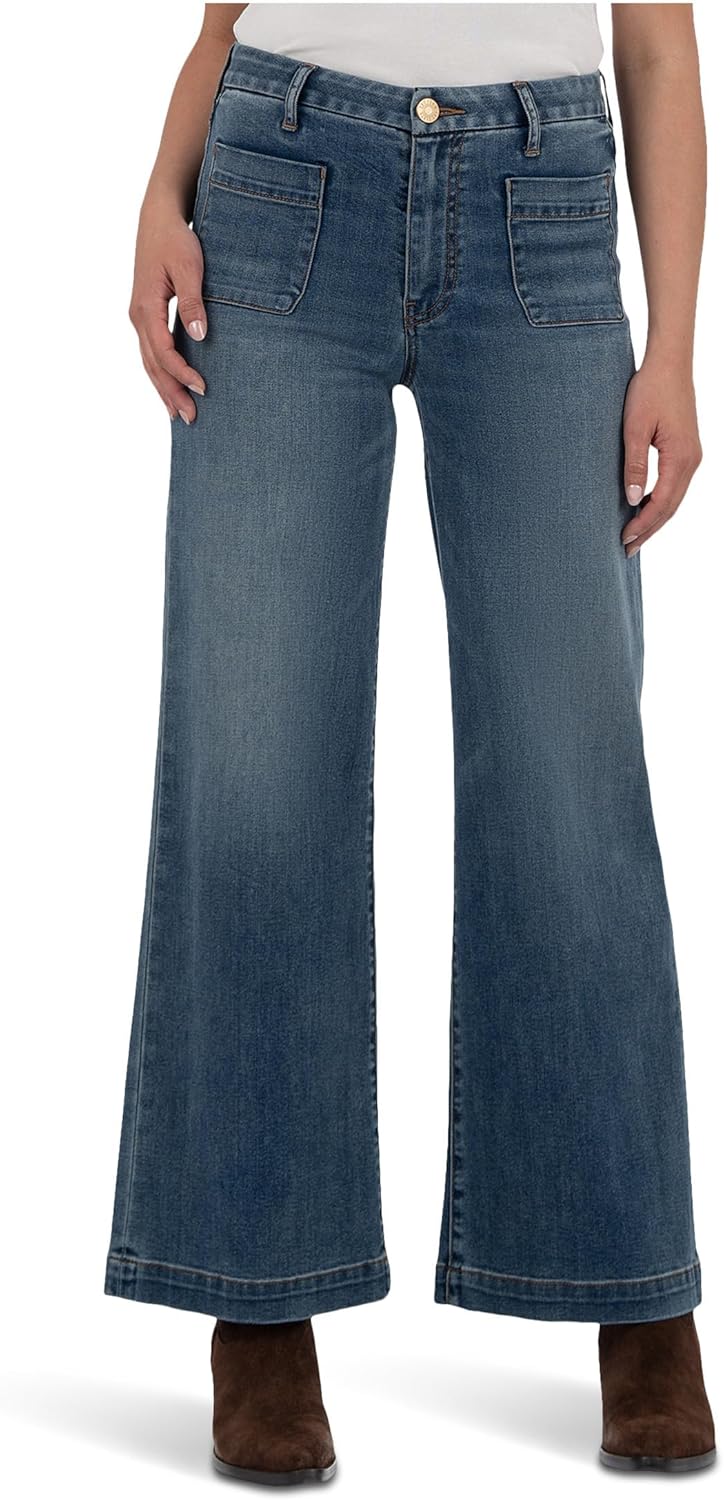 KUT from the Kloth Petite Meg High Rise Wide Leg with Patch Pockets Regular Hem