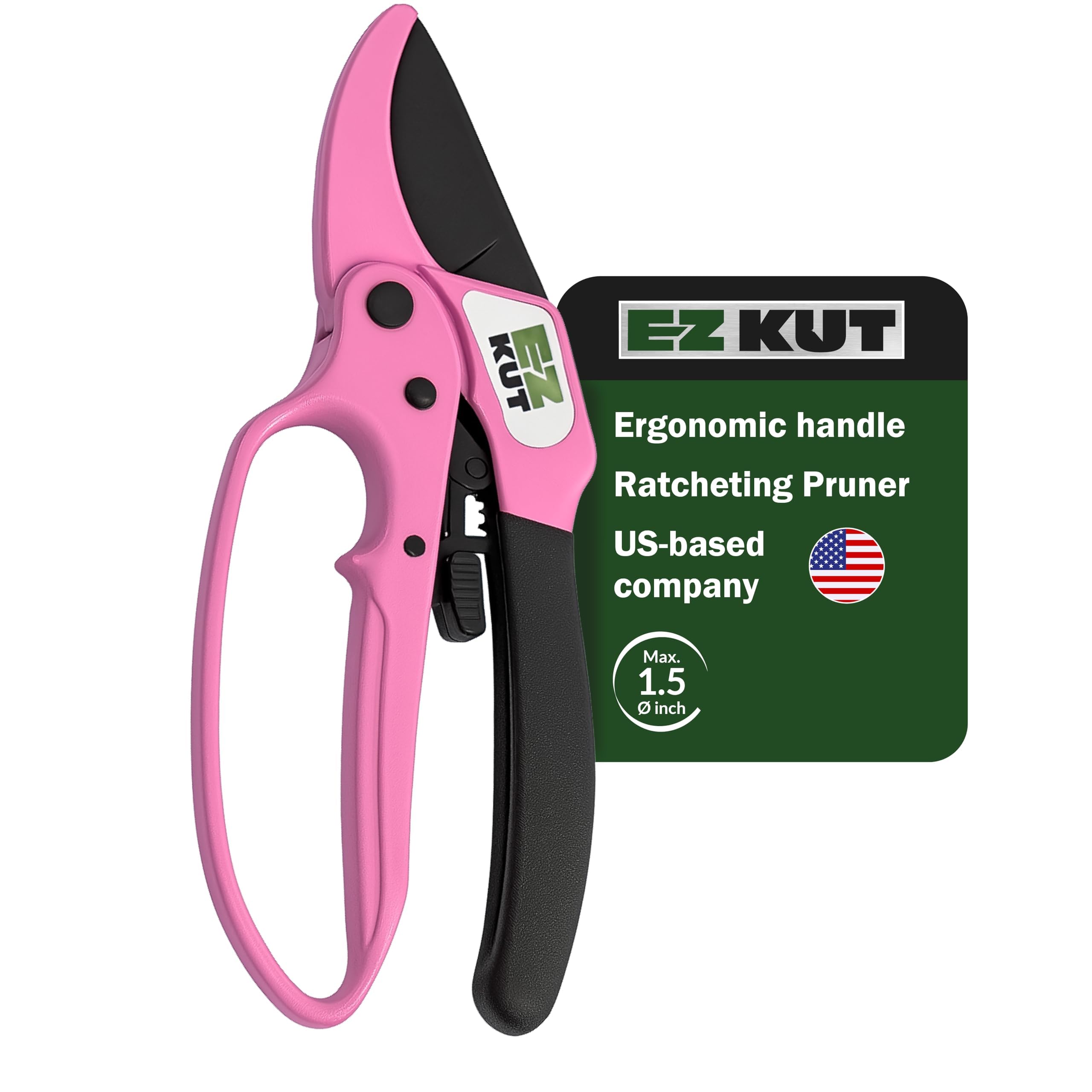 EZ Kut Products Heavy Duty Ratchet Pruner, Pink