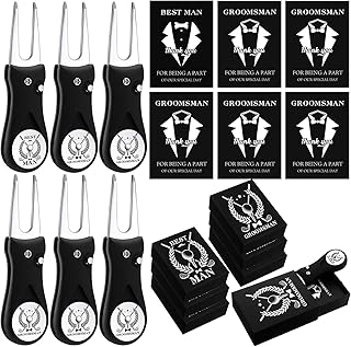 6 Sets Groomsmen Golf Proposal Gifts Box, Include Groomsman Divot Tool with Groomsman Golf Ball Marker, Thank You Card and Groomsmen Boxes for Wedding Groomsman Best Men Gifts Proposal Gift