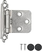 Vista 1 de JQK Bisagras superpuestas de 1/2 pulgada para puerta de gabinete de níquel satinado, paquete de 20 10 pares de bisagras de cierre automático
