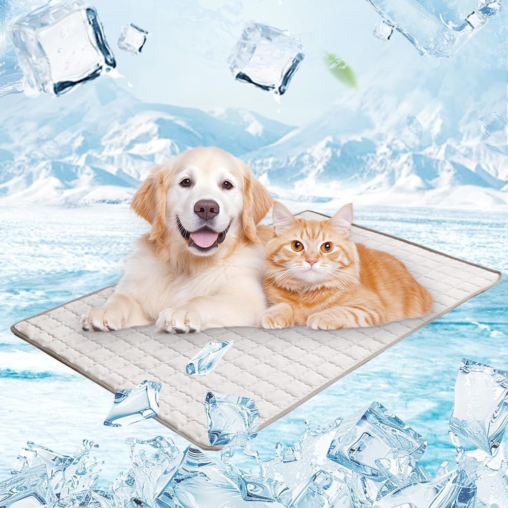 Natwo 2026 New Cooling Mat for Dogs, Dog Cooling Mat, Waterproof Coolings Dog Mats, Durable Cool Mats for Dogs Cats in Hot Summer, Keep Coolings for Pets (L,Gray,70 * 50 cm)