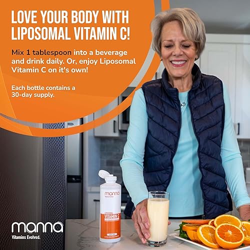 Miniatura 6 de Manna Vitamins Evolved - Vitamina C liposomal - Suplemento líquido de apoyo inmunológico de alta absorción con antioxidantes - Refuerzo de colágeno