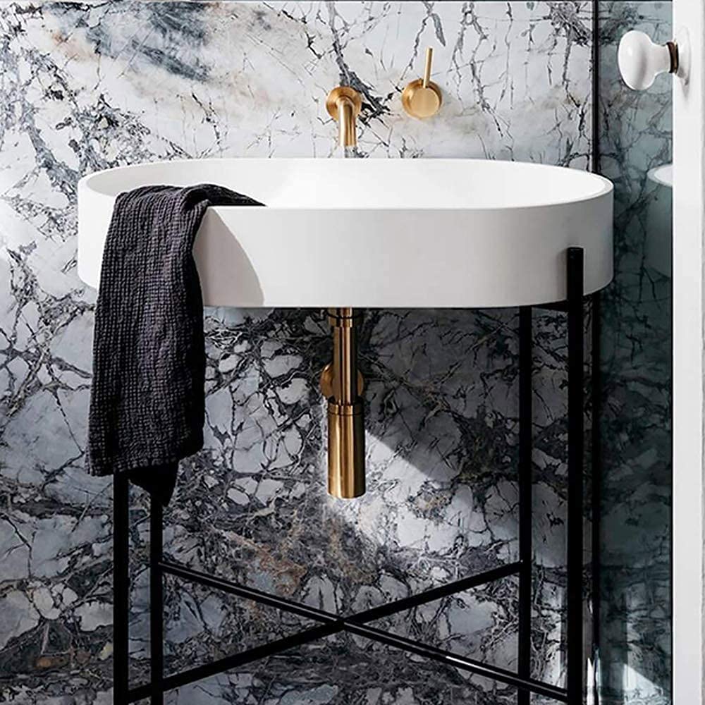 Sifone A Bottiglia In Ottone Per Lavabo | Scarico A Scomparsa Con Filtro, Oro Spazzolato, 30 Cm