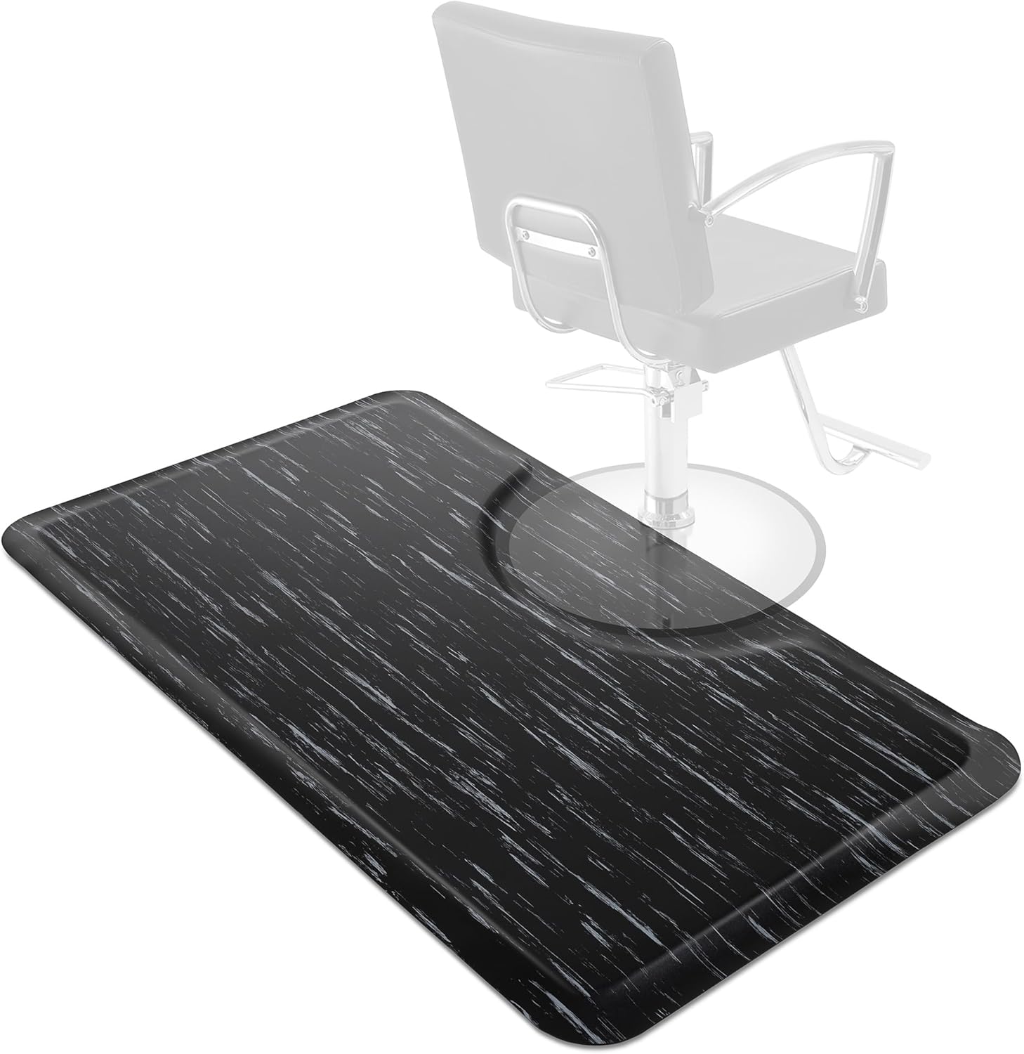 Saloniture 3 ft. x 5 ft. Barber & Salon Floor Mat - 7/8 in. Thick Marble Rectangle Anti-Fatigue Stylist Station Mat