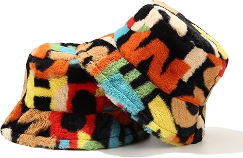 Miniatura 6 de Sombrero de pescador de piel sintética de felpa mullida, gorro cálido para mujer