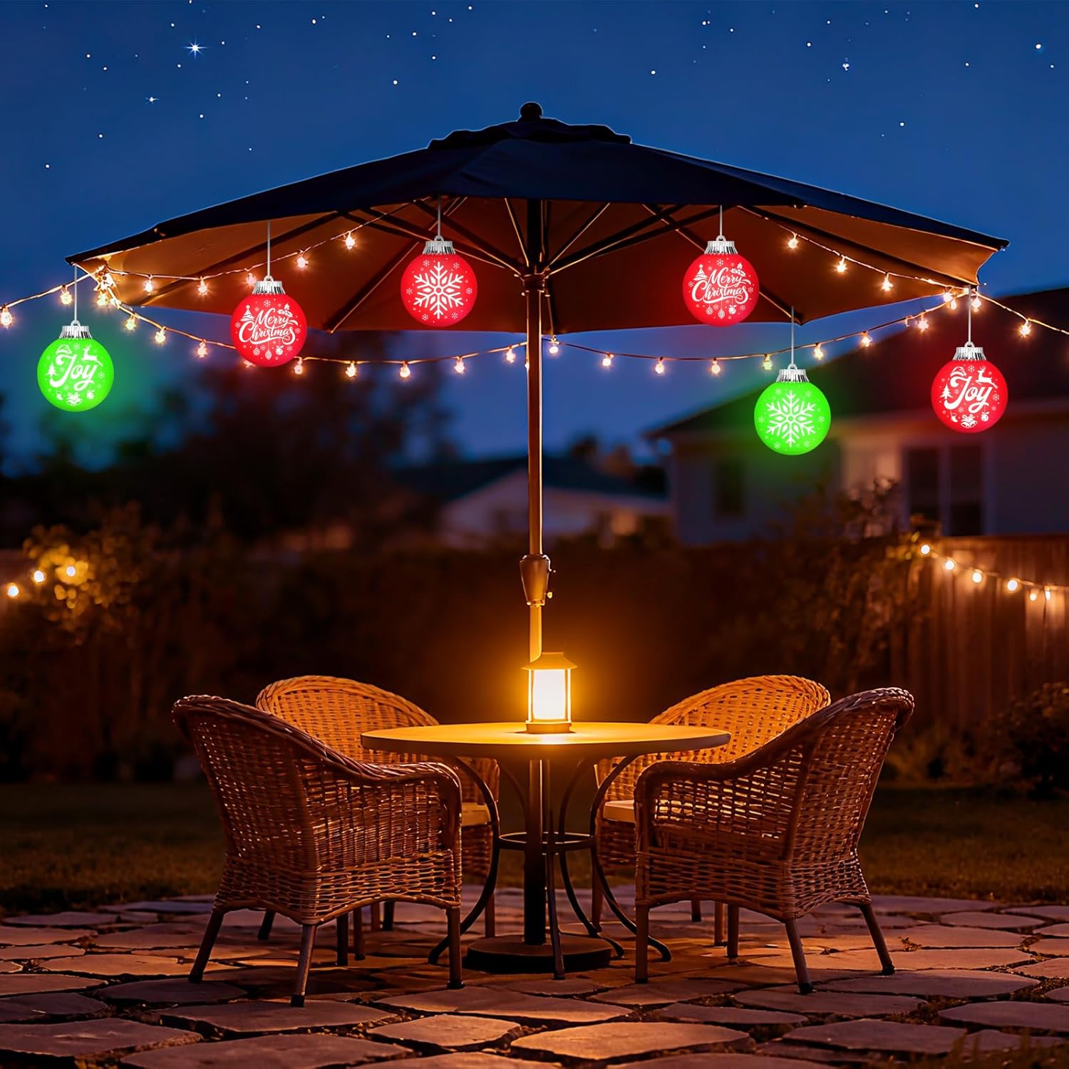 6 Pcs Outdoor LED Ornaments, Large Light Up Christmas Ball Ornaments 5" Battery Powered Pulsing Globe Sphere Lights with Remote Hanging Christmas Tree Ornament for Garden Yard Porch Patio Decorations